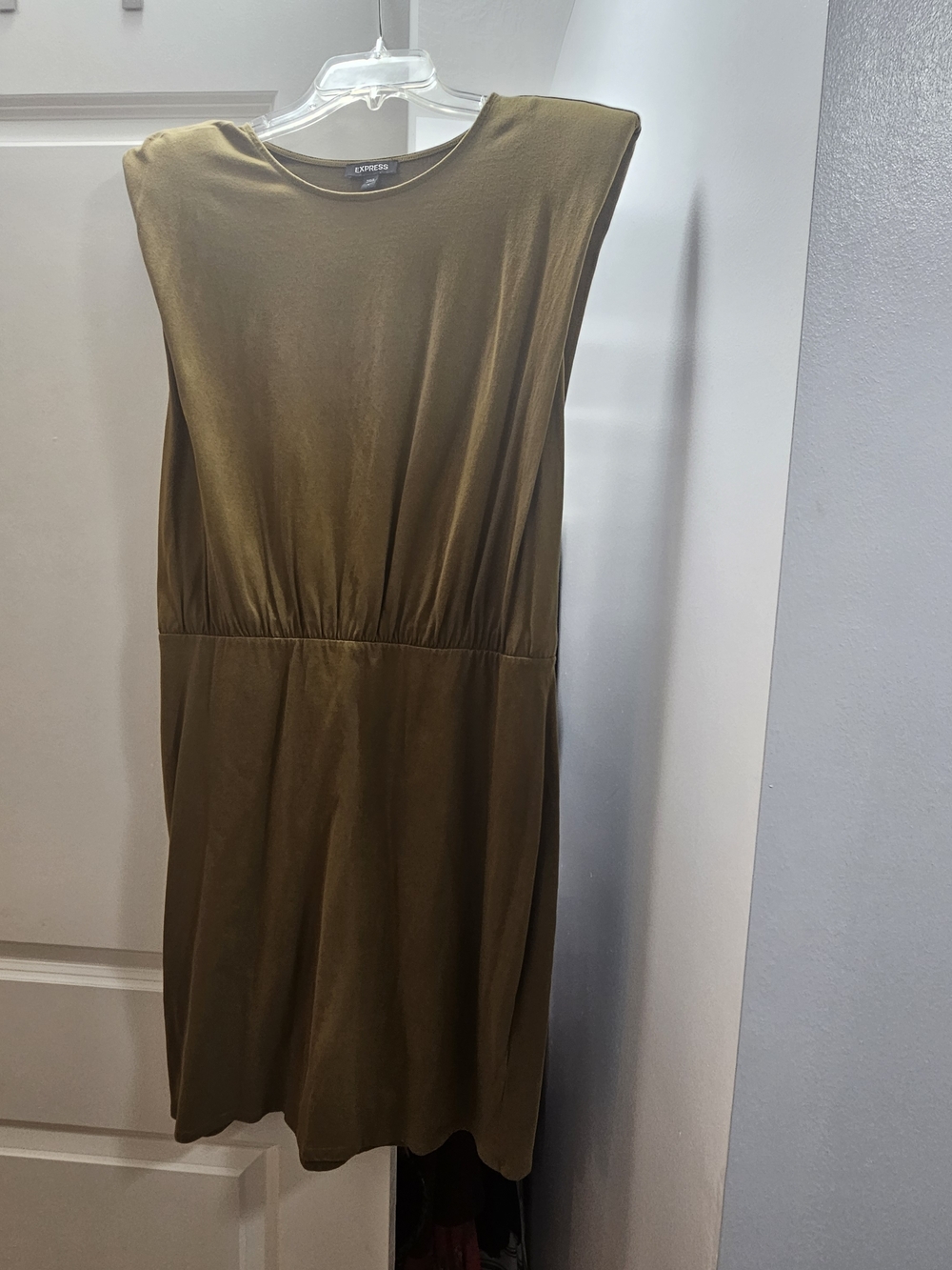 Express Olive Green Sleeveless Midi Dress